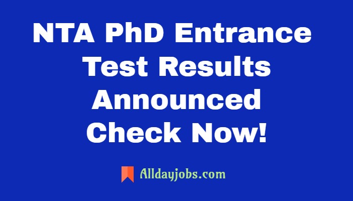 NTA PhD Entrance Test Results