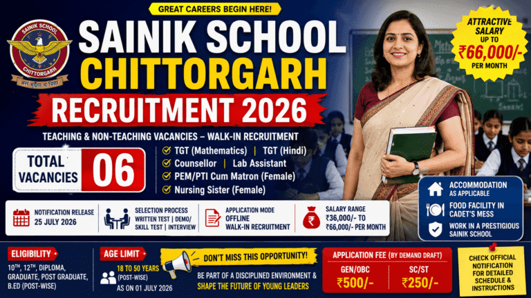 sainik school chittorgarch recruitment 2026